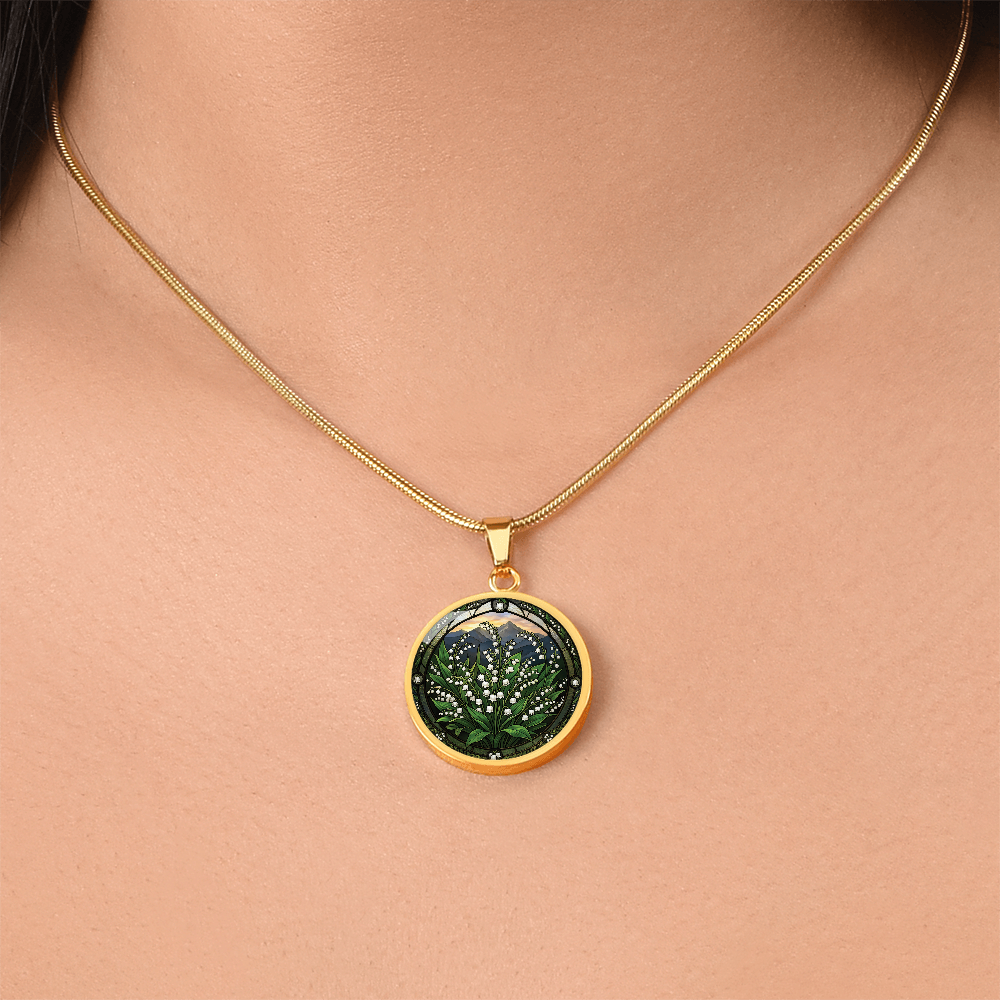 White Lily of the Valley Necklace - May Birth Flower Pendant Jewelry