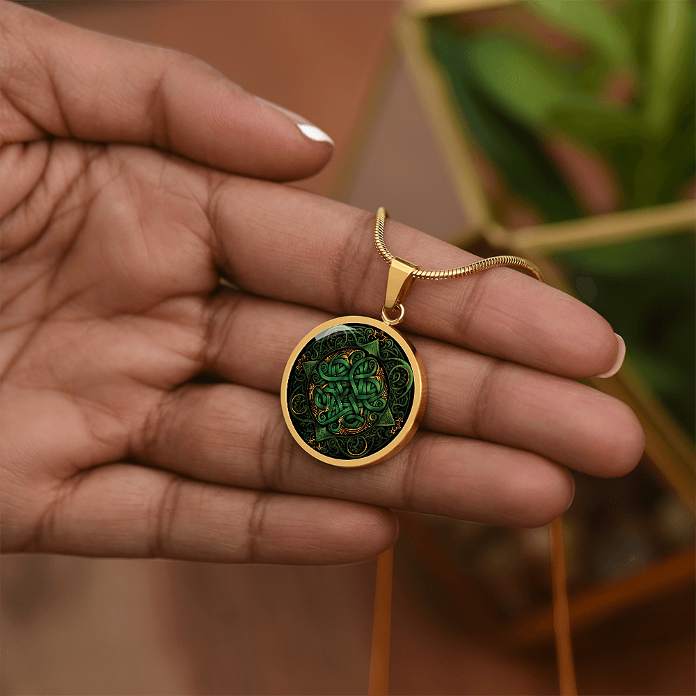 Green Celtic Knot Necklace - Romantic Pendant Jewelry