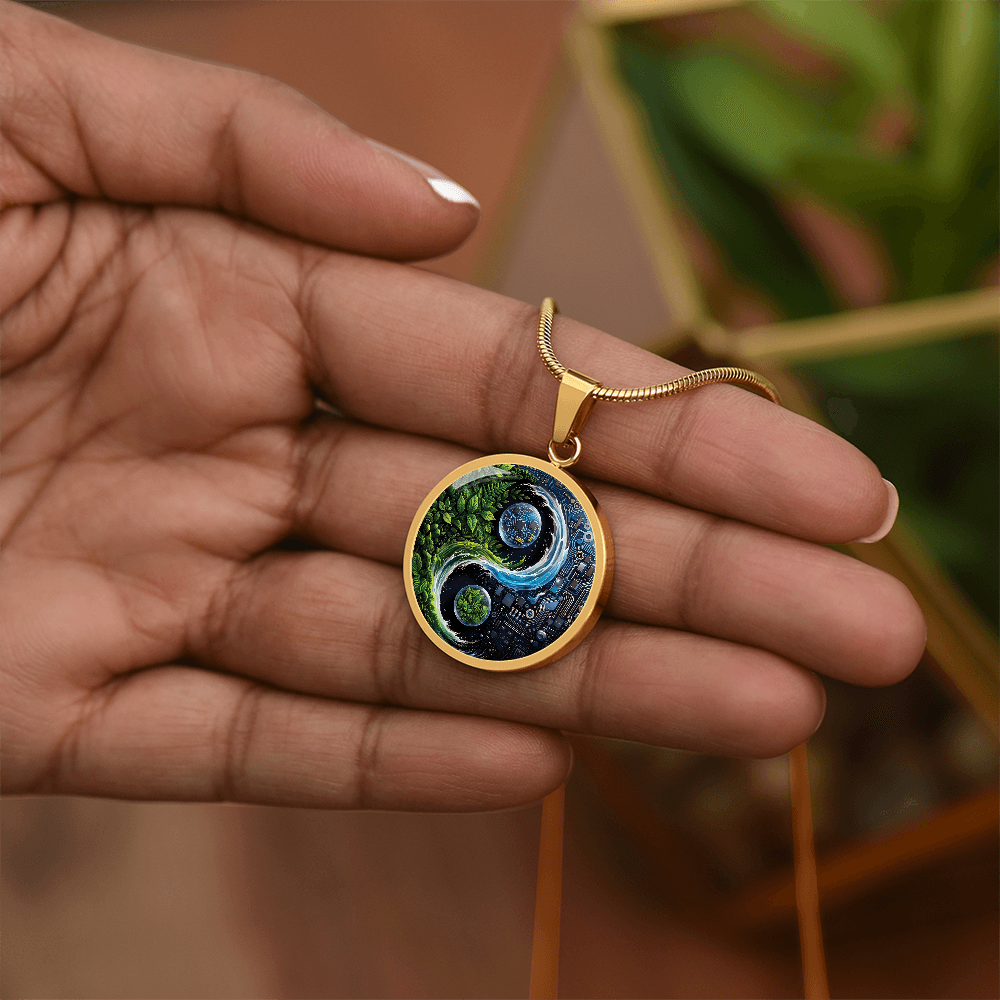 Nature & Circuit Yin Yang Pendant Necklace