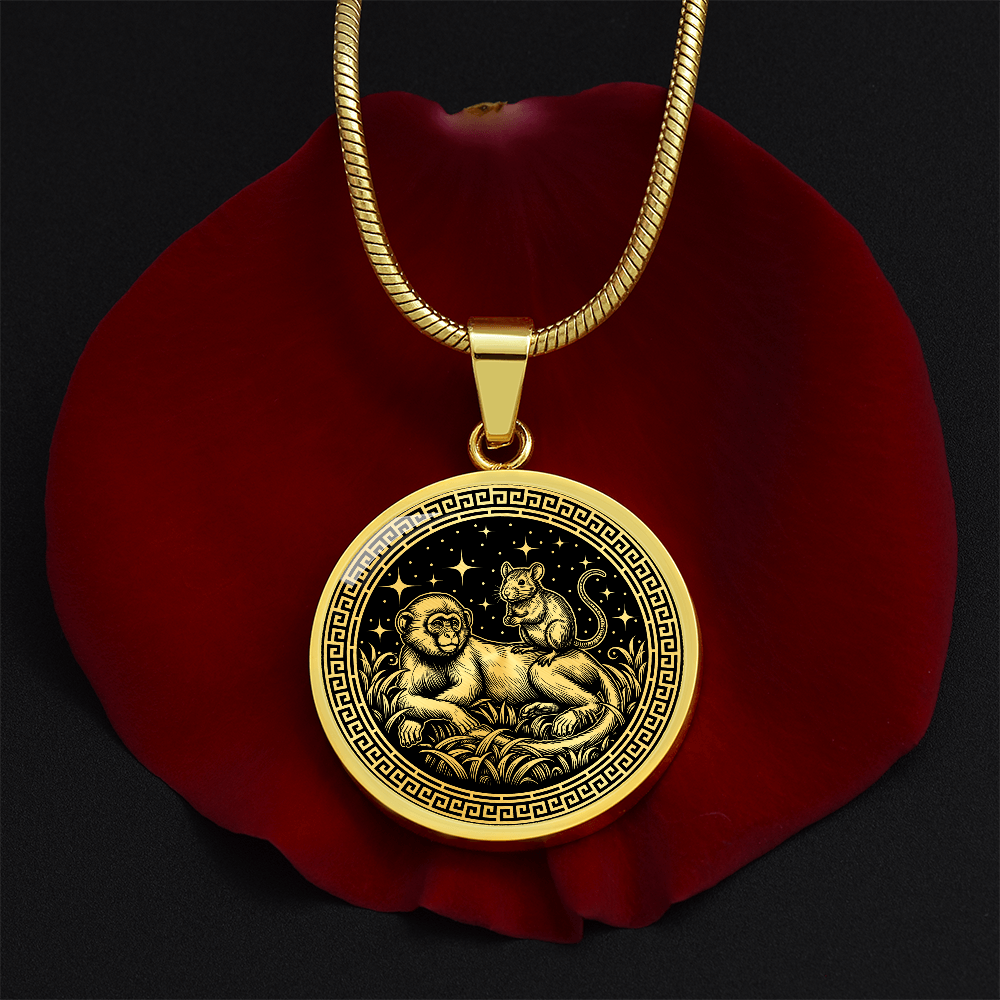 Monkey & Rat Necklace - Couples Chinese Zodiac Animal Pendant Jewelry