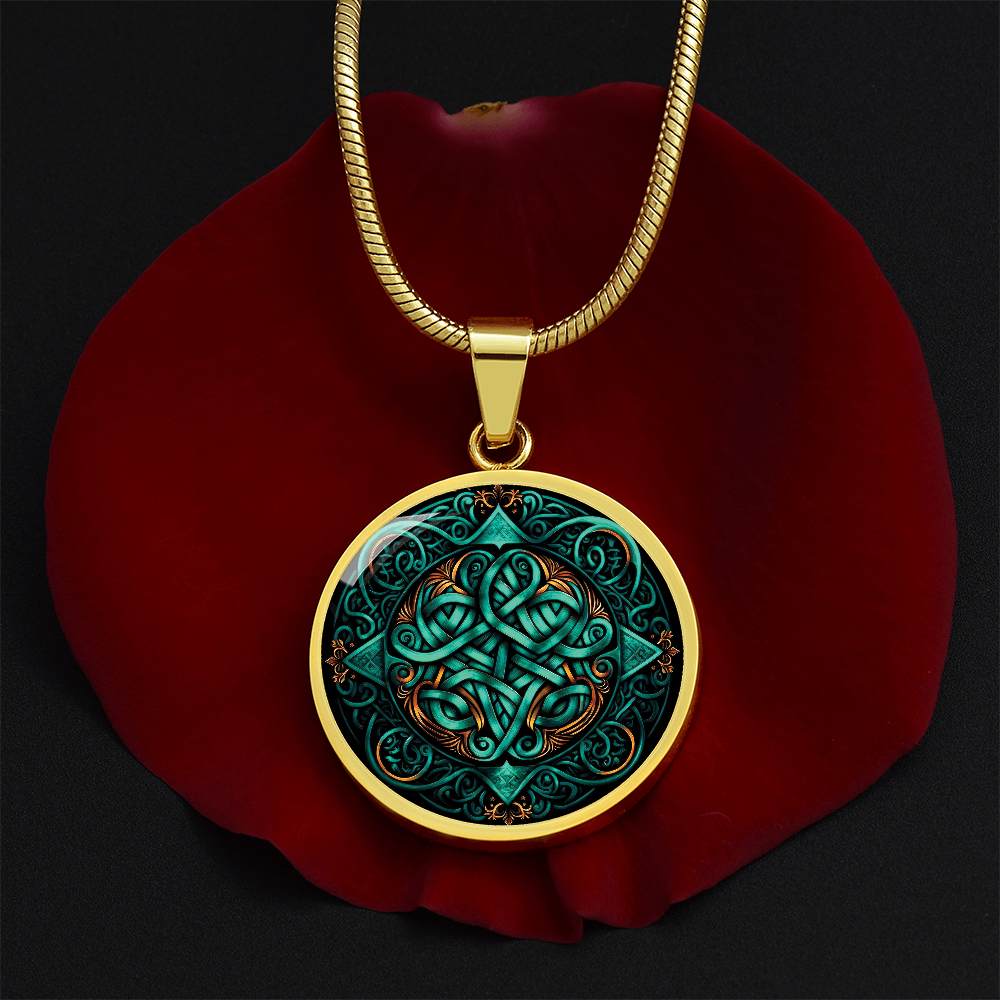 Teal Celtic Knot Necklace - Romantic Pendant Jewelry