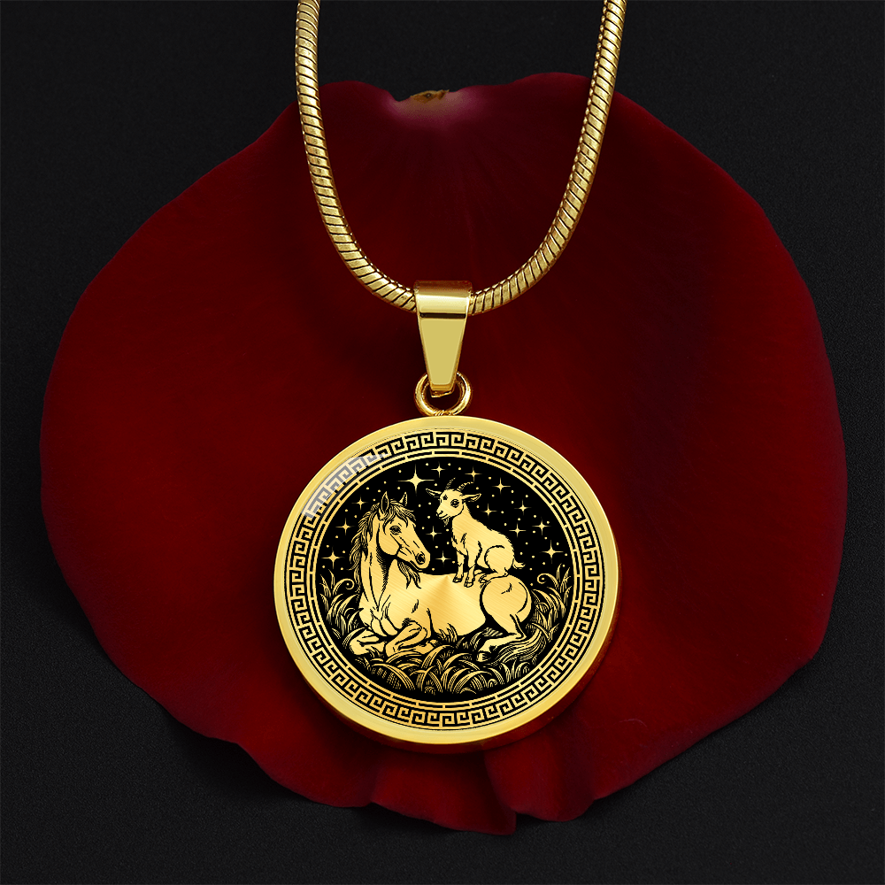 Goat and Horse Necklace - Couples Chinese Zodiac Animal Pendant Jewelry