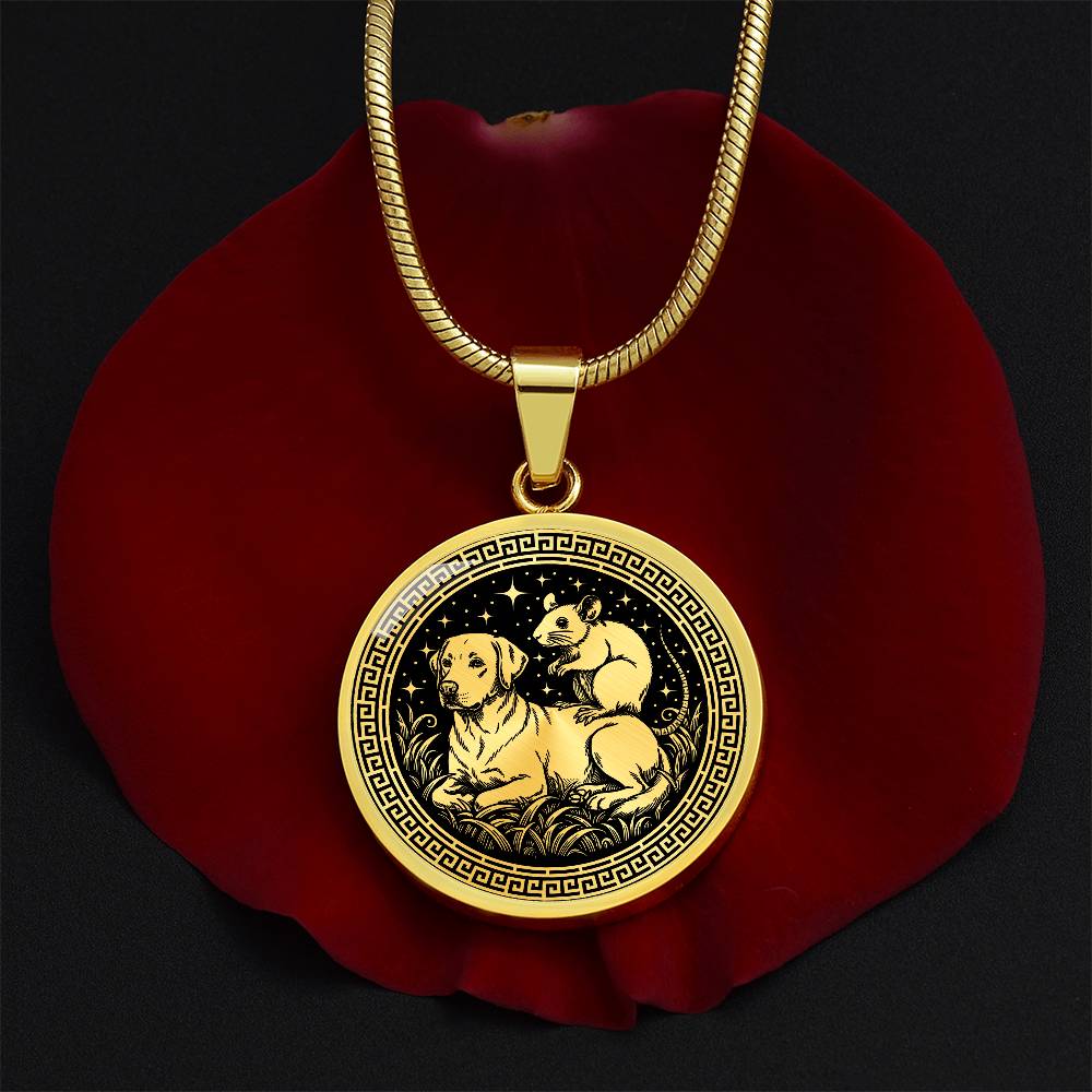 Dog and Rat Necklace - Couples Chinese Zodiac Animal Pendant Jewelry