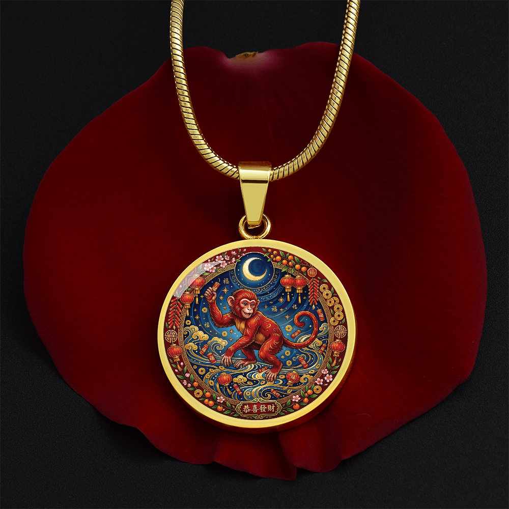 Year of The Monkey Necklace - Chinese Zodiac Animal Charm Pendant Jewelry