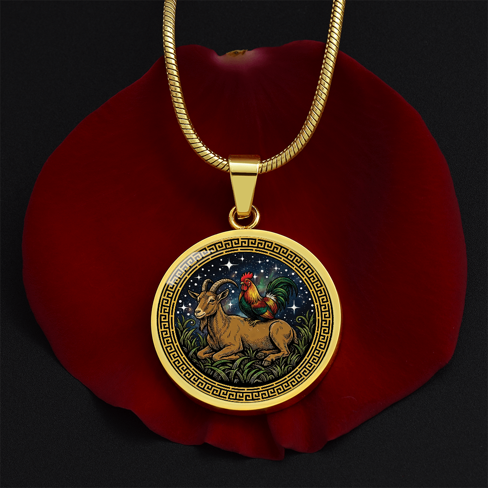 Rooster & Goat Necklace - Couples Chinese Zodiac Animal Pendant Jewelry