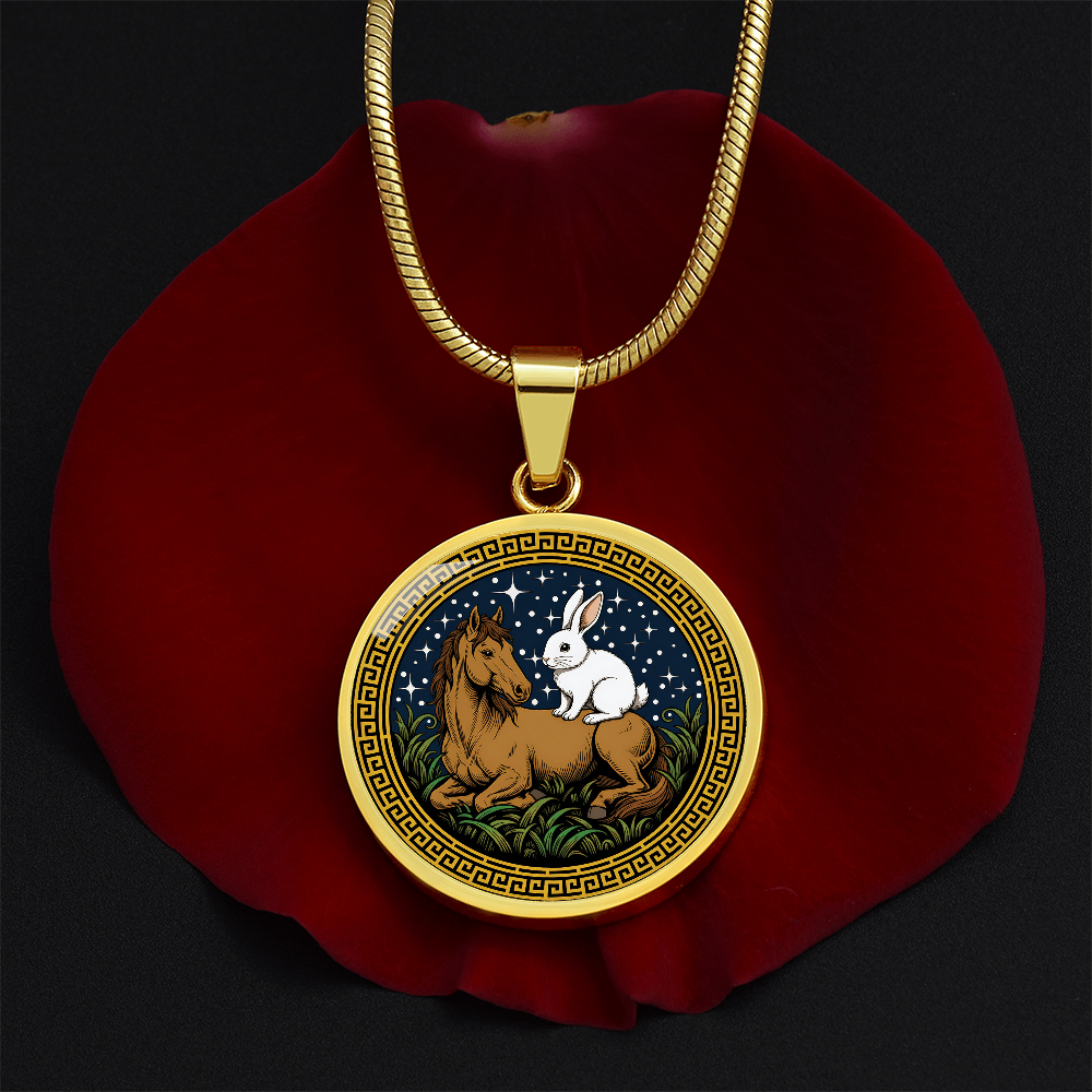 Rabbit and Horse Necklace - Couples Chinese Zodiac Animal Pendant Jewelry