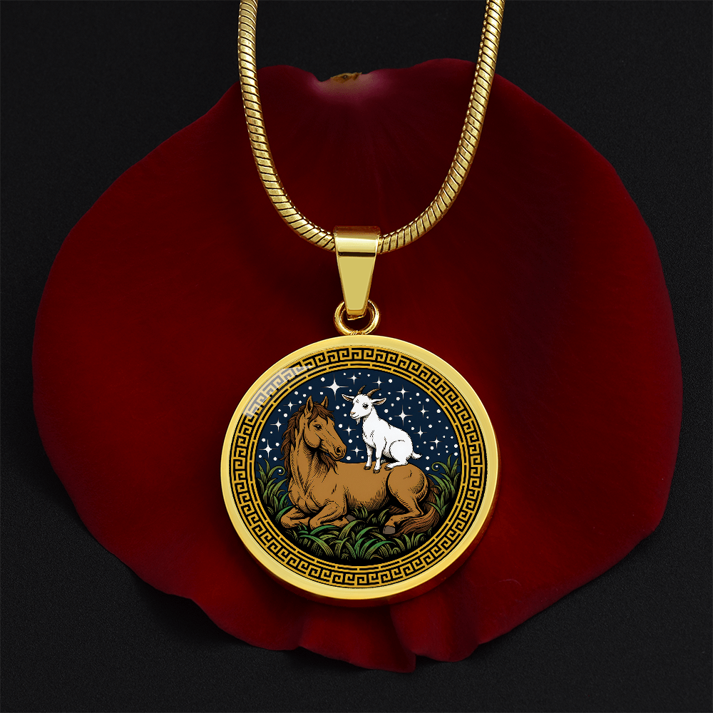 Goat and Horse Necklace - Couples Chinese Zodiac Animal Pendant Jewelry
