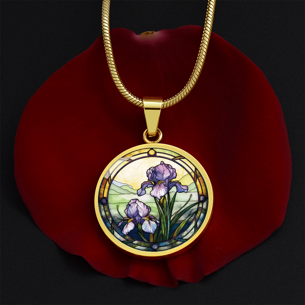 Iris Necklace - February Birth Flower Pendant Jewelry