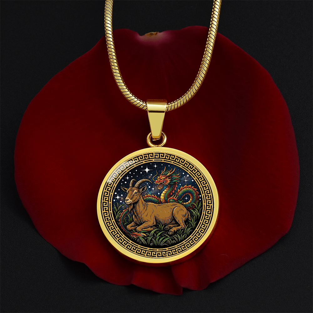Dragon & Goat Necklace - Couples Chinese Zodiac Animal Pendant Jewelry