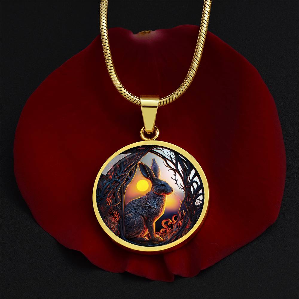 Easter Bunny Necklace, Personalized Year of the Rabbit Pendant, Chinese Zodiac Animal Jewelry, Engraved  Spirit Companion & Mothers Day Gift