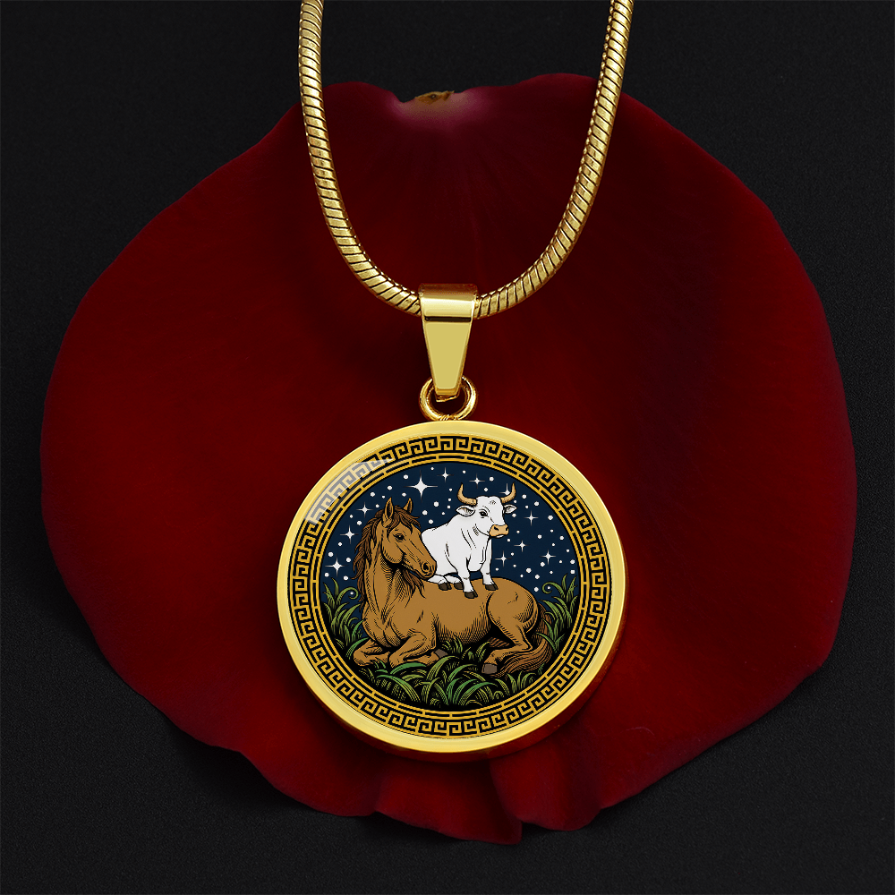 Ox and Horse Necklace - Couples Chinese Zodiac Animal Pendant Jewelry