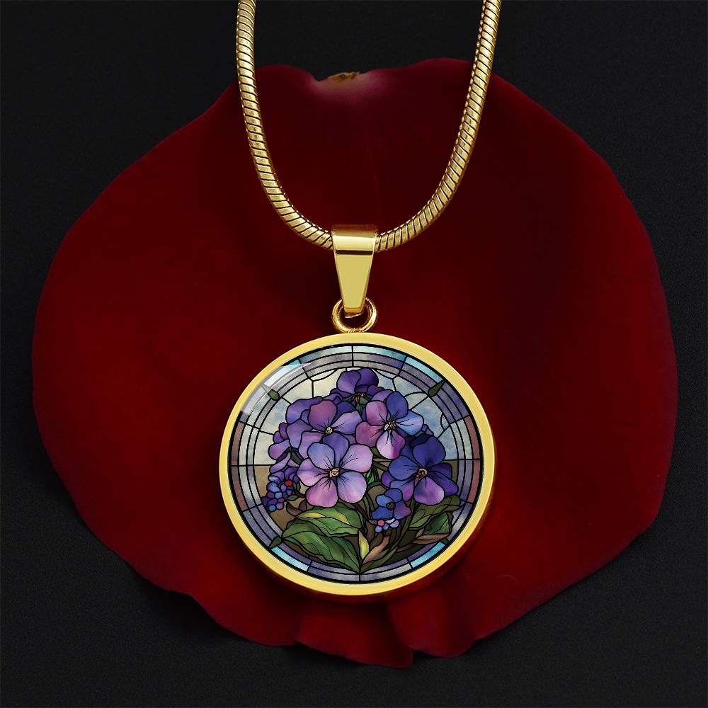 African Violet Necklace, Personalized February Birth Month Flower Jewelry, Gold Floral Charm Pendant Valentines & Mothers Day Gift For Her