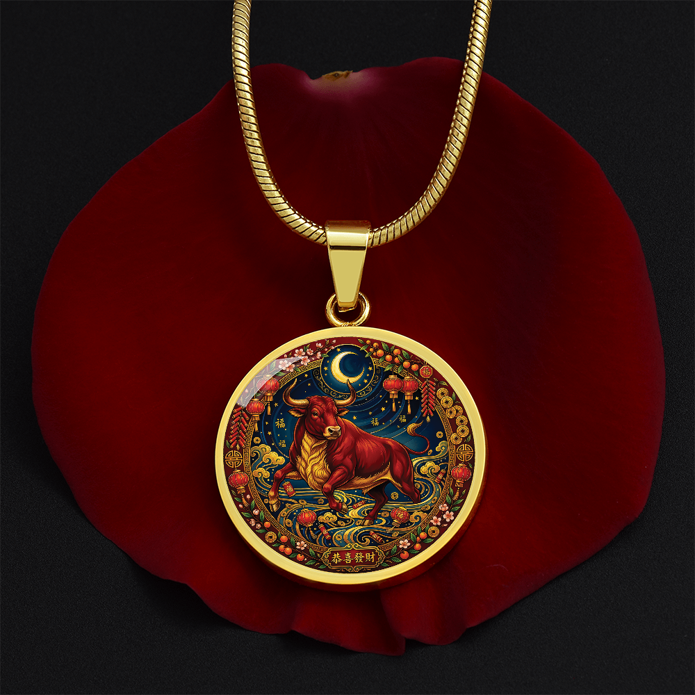Year of The Ox Necklace - Chinese Zodiac Animal Charm Pendant Jewelry