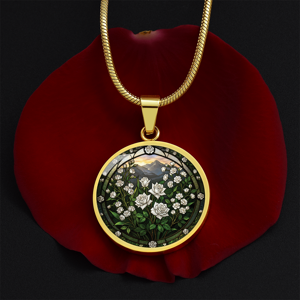 White Rose Necklace - June Birth Flower Pendant Jewelry