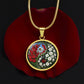 Gladiolus Yin Yang Necklace - August Birth Month Flower Pendant Jewelry