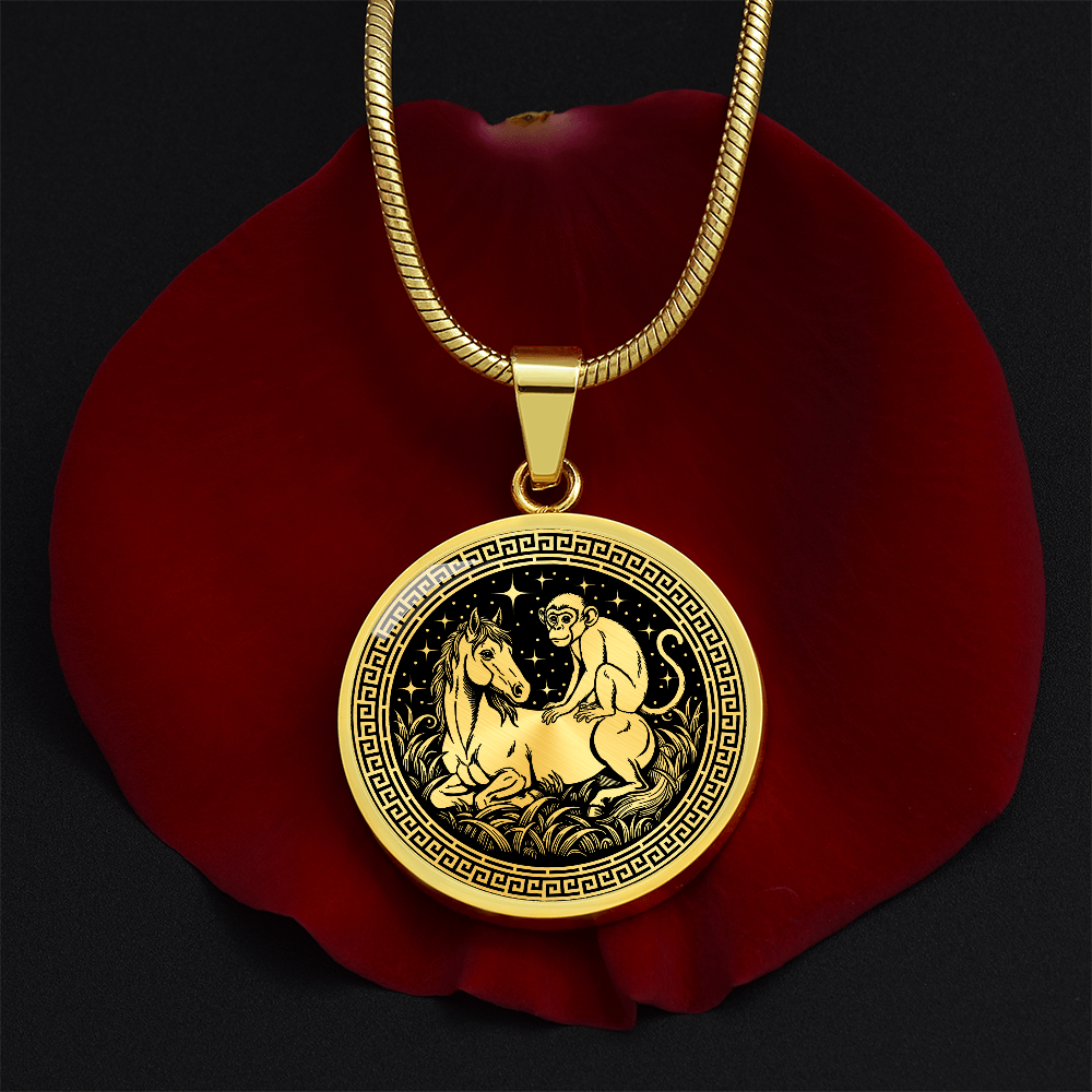 Monkey and Horse Necklace - Couples Chinese Zodiac Animal Pendant Jewelry
