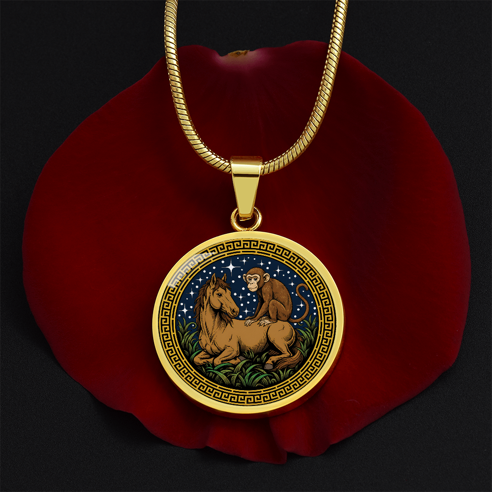 Monkey and Horse Necklace - Couples Chinese Zodiac Animal Pendant Jewelry