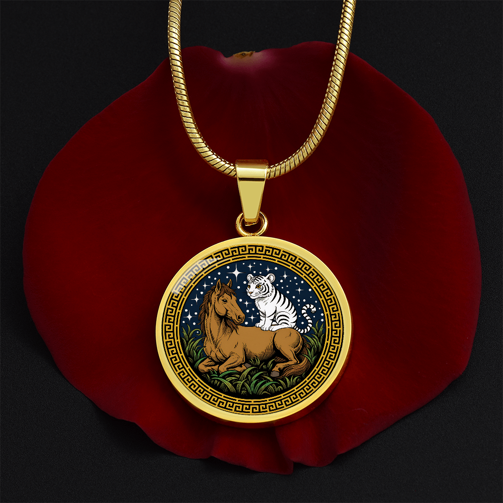 Tiger and Horse Necklace - Couples Chinese Zodiac Animal Pendant Jewelry
