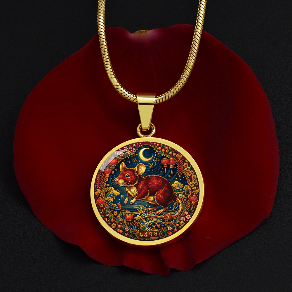 Year of The Rat Necklace - Chinese Zodiac Animal Charm Pendant Jewelry