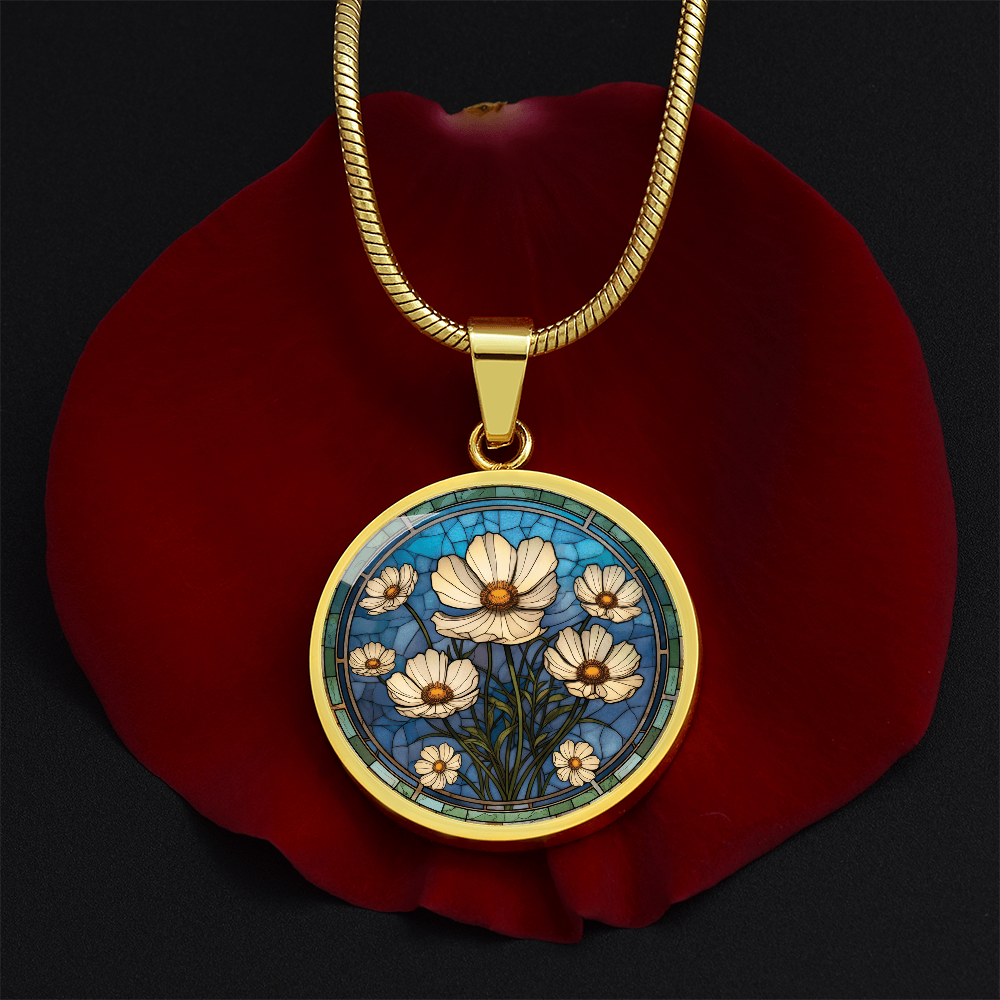 Cosmos Pendant Necklace - October Birth Flower Jewelry