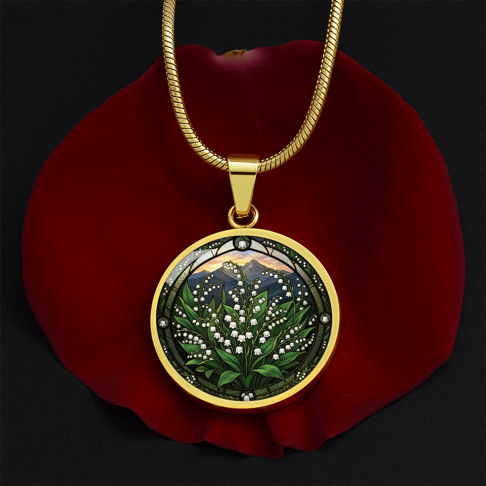 White Lily of the Valley Necklace - May Birth Flower Pendant Jewelry