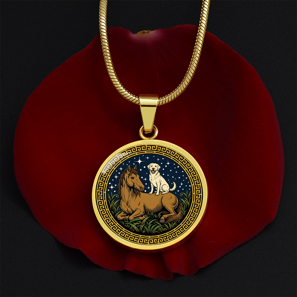 Dog and Horse Necklace - Couples Chinese Zodiac Animal Pendant Jewelry