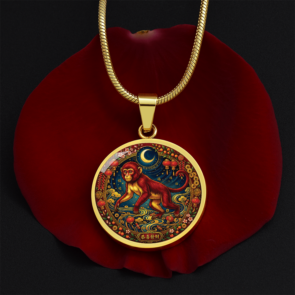 Year of The Monkey Necklace - Chinese Zodiac Animal Charm Pendant Jewelry