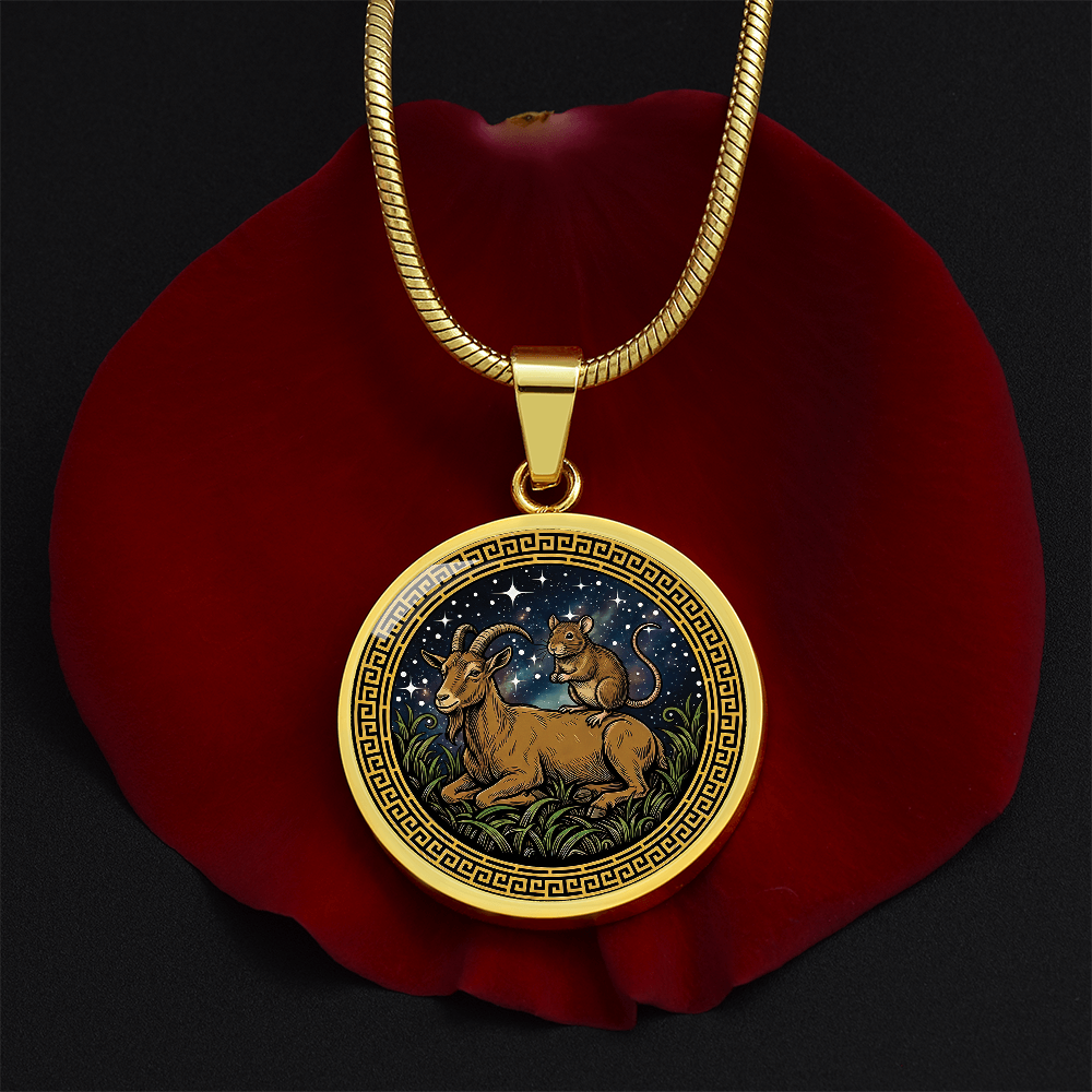 Rat & Goat Necklace - Couples Chinese Zodiac Animal Pendant Jewelry