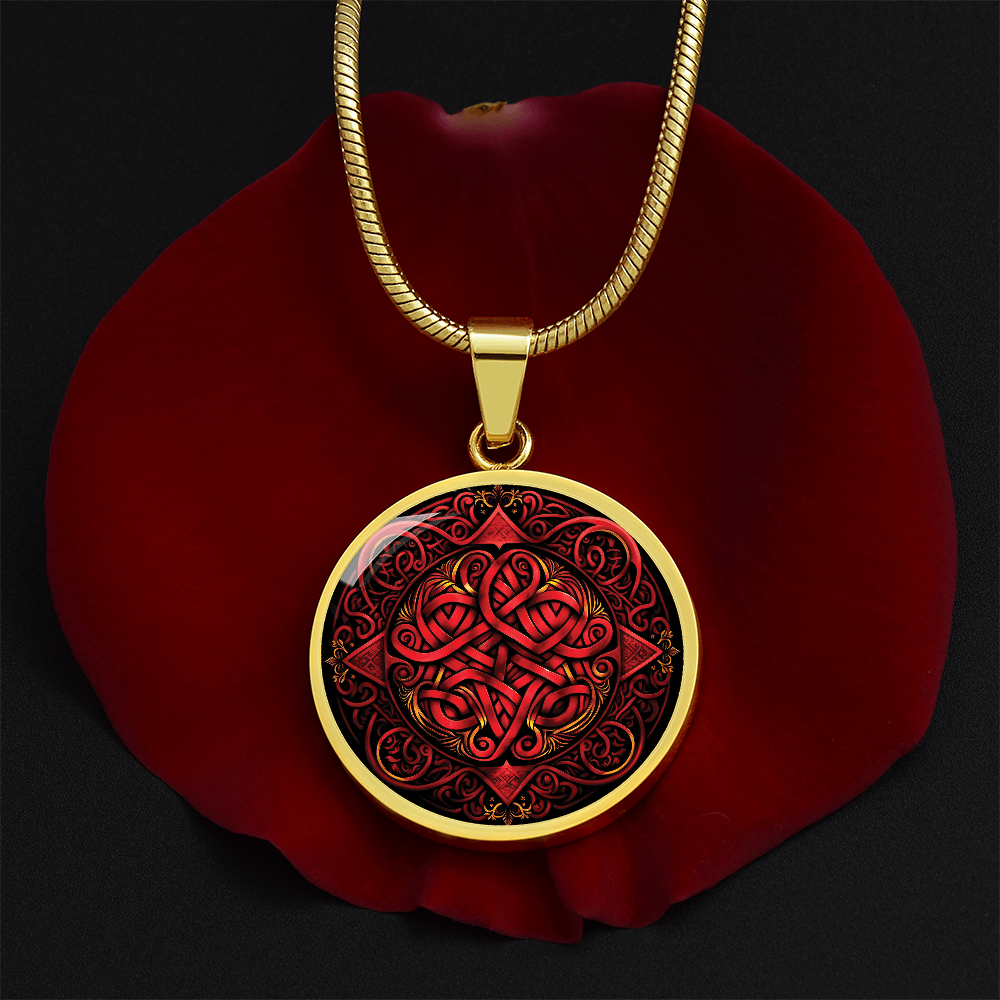 Red Celtic Knot Necklace - Romantic Pendant Jewelry