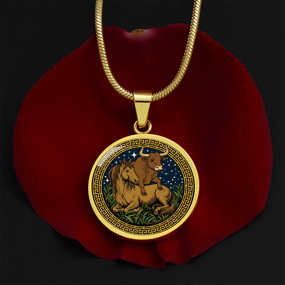 Ox and Horse Necklace - Couples Chinese Zodiac Animal Pendant Jewelry
