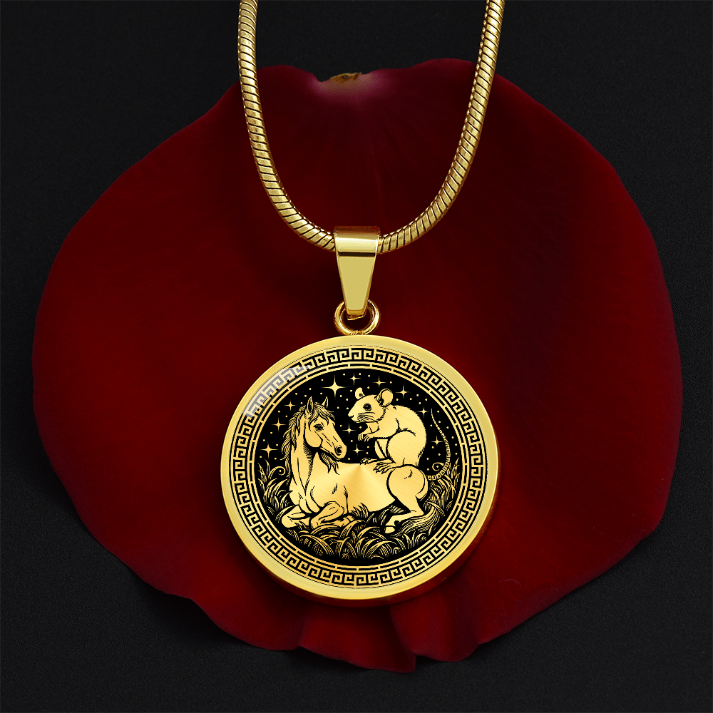 Rat and Horse Necklace - Couples Chinese Zodiac Animal Pendant Jewelry