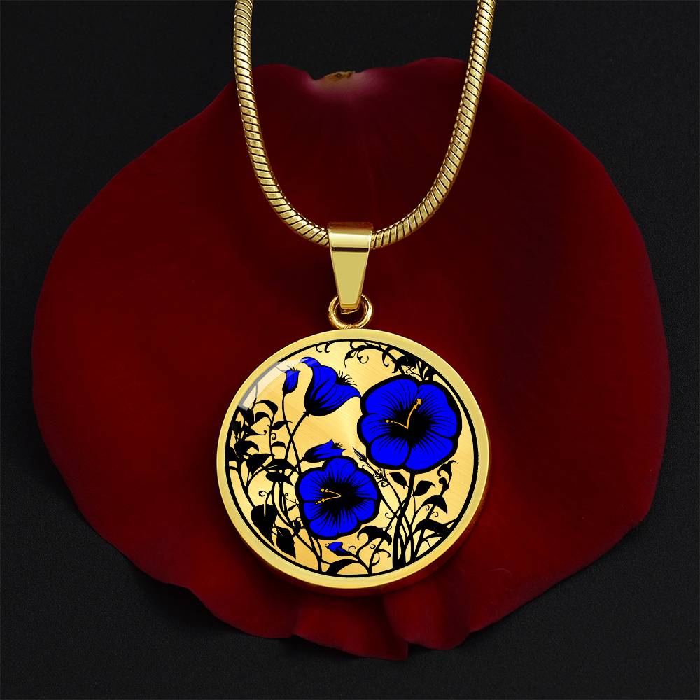 Blue Morning Glory Necklace, Personalized September Birth Month Flower Jewelry, Engraved Floral Charm Pendant Valentines & Mothers Day Gift