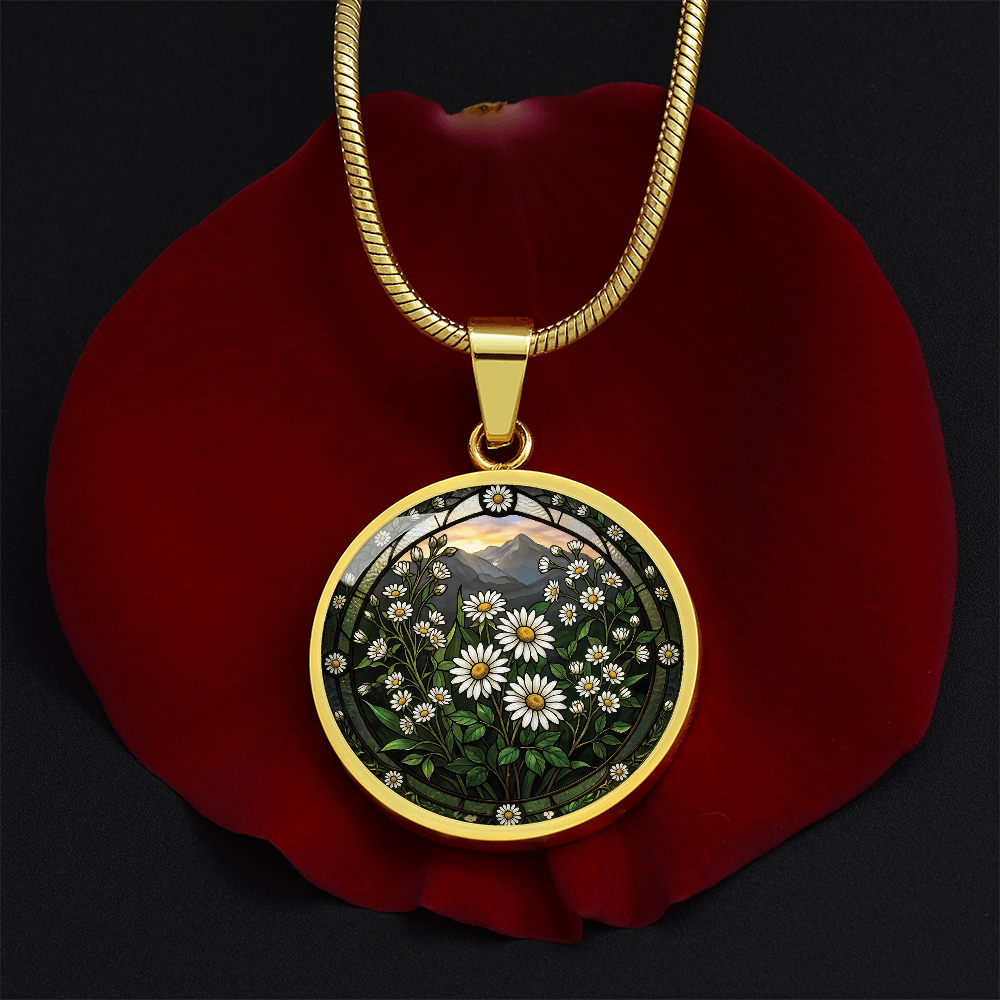 White Daisy Necklace - April Birth Flower Pendant Jewelry
