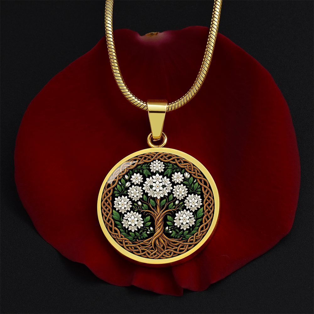 Celtic Tree of Life Pendant Necklace - Narcissus December Birth Flower Jewelry