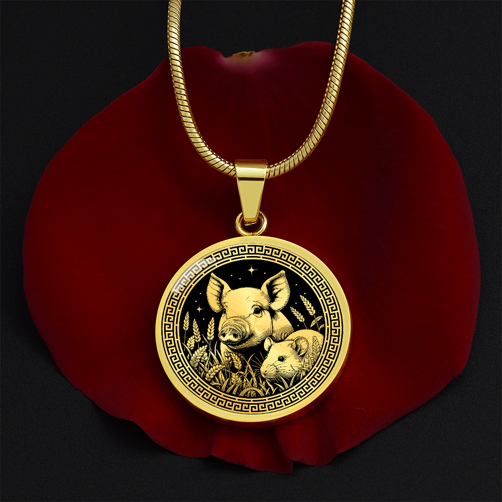 Rat & Pig Necklace - Chinese Zodiac Couples Pendant Jewelry