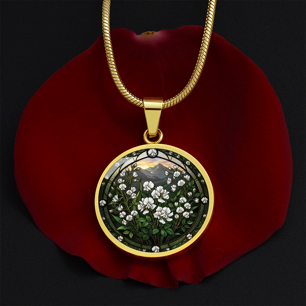 White Sweet Pea Necklace - April Birth Flower Pendant Jewelry