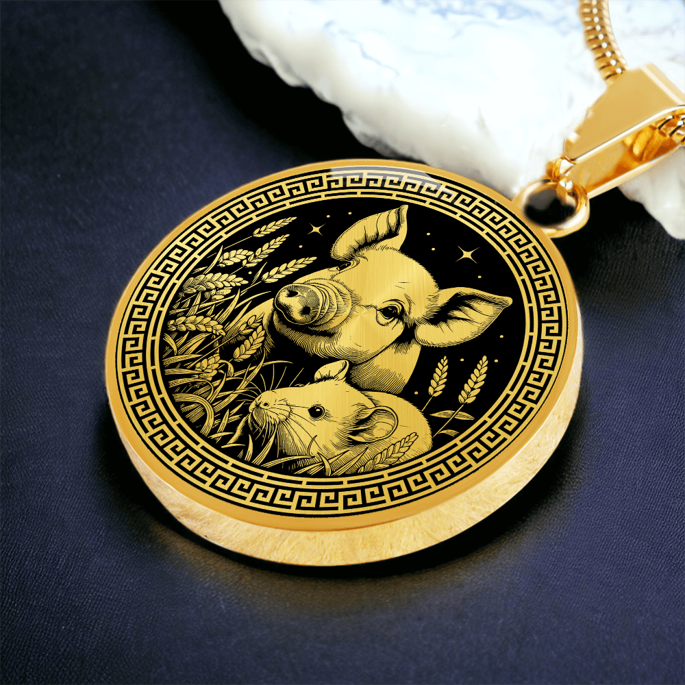 Rat & Pig Necklace - Chinese Zodiac Couples Pendant Jewelry