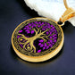 Gold Pendant Tree of Life Necklace With Purple Leaves