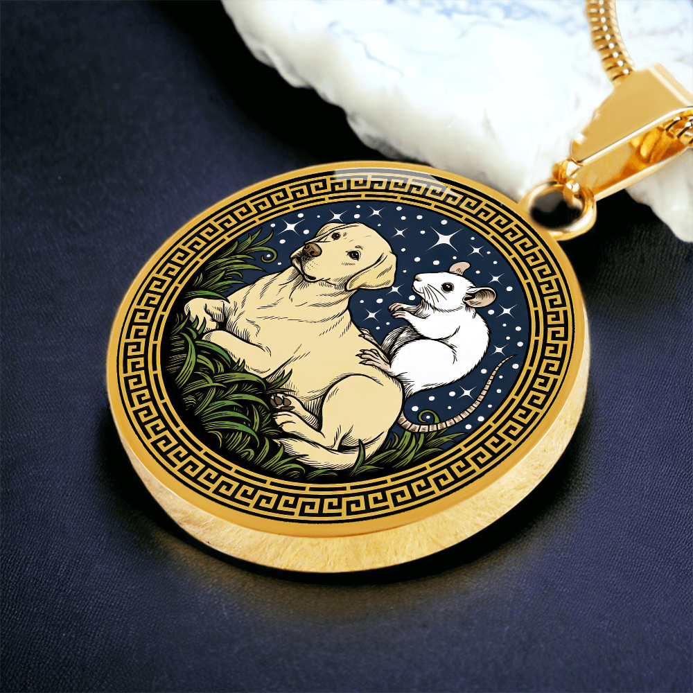 Dog and Rat Necklace - Couples Chinese Zodiac Animal Pendant Jewelry