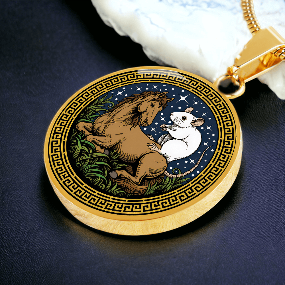 Rat and Horse Necklace - Couples Chinese Zodiac Animal Pendant Jewelry