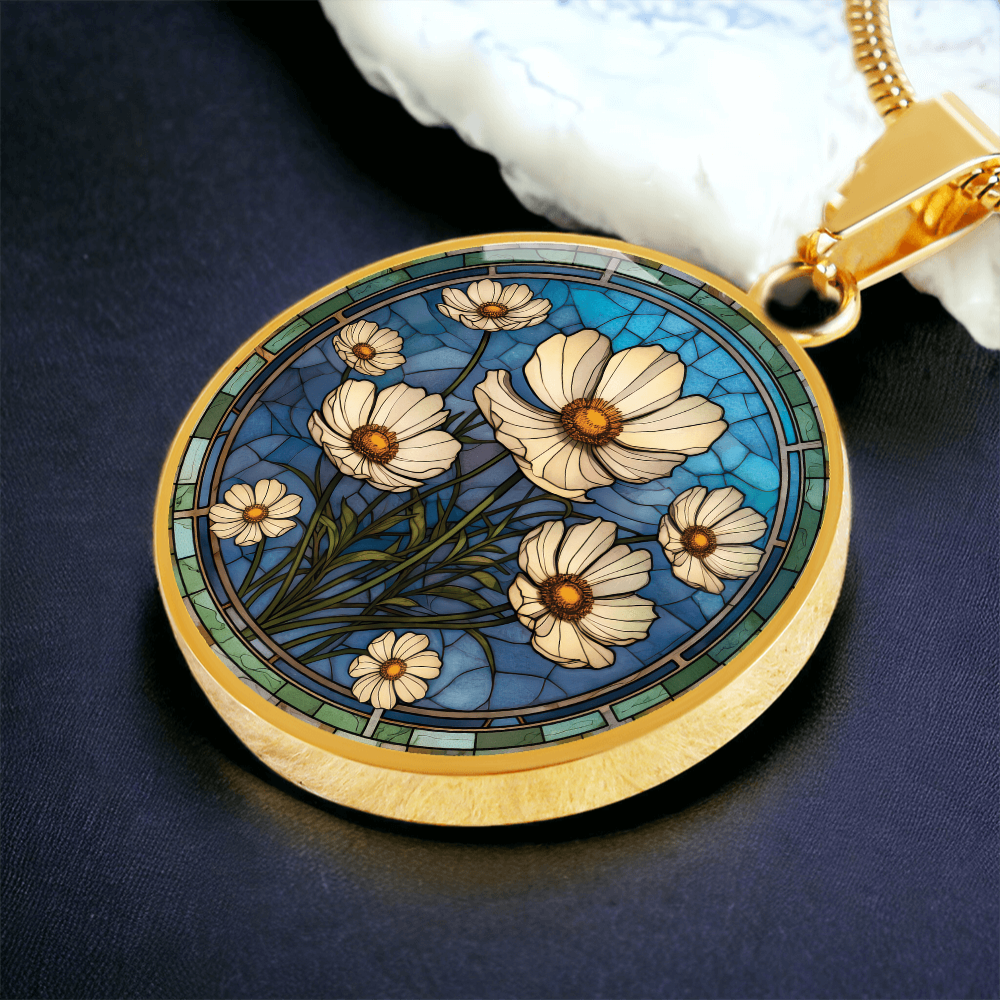 Cosmos Pendant Necklace - October Birth Flower Jewelry