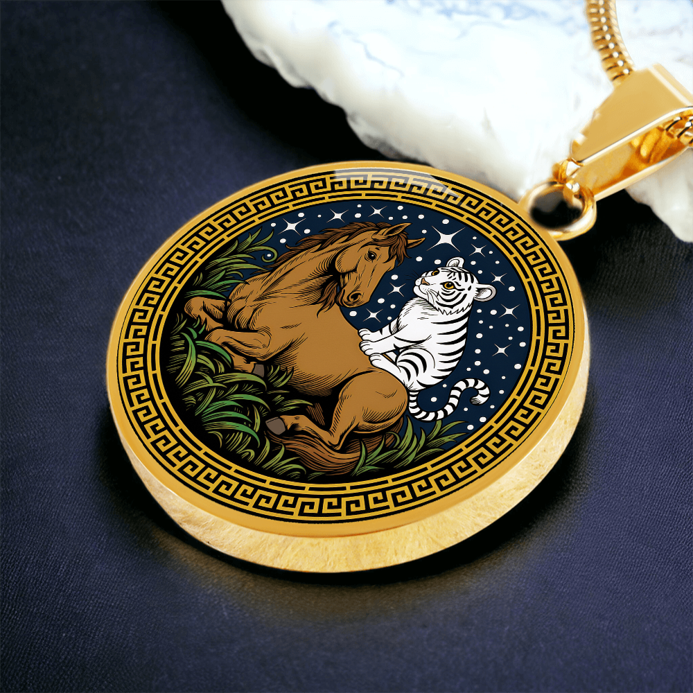 Tiger and Horse Necklace - Couples Chinese Zodiac Animal Pendant Jewelry