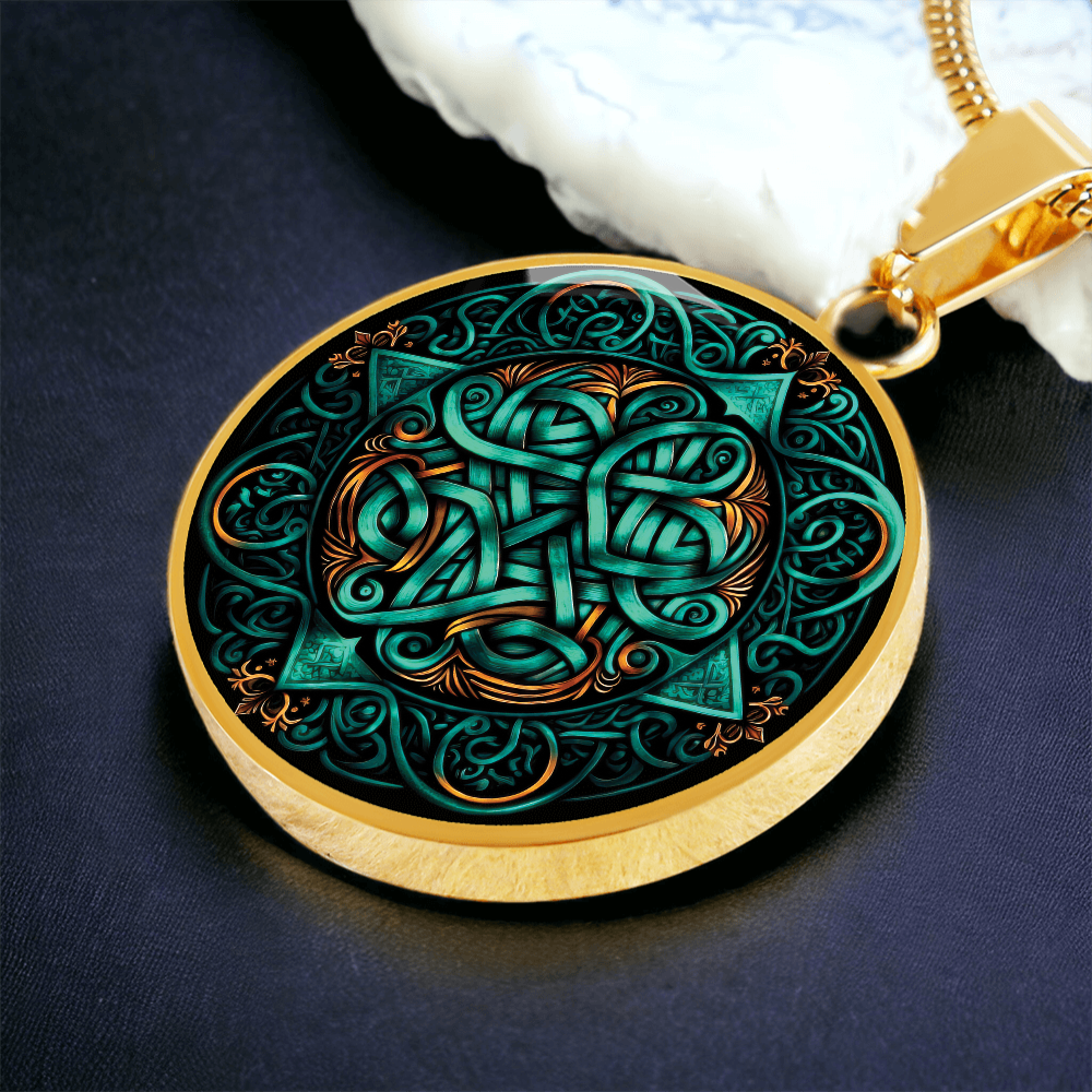 Teal Celtic Knot Necklace - Romantic Pendant Jewelry