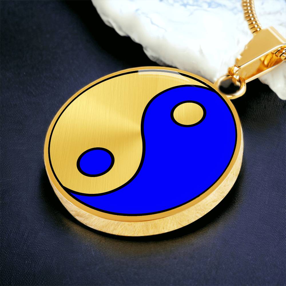 Gold Pendant Fire and Ice Yin Yang Necklace