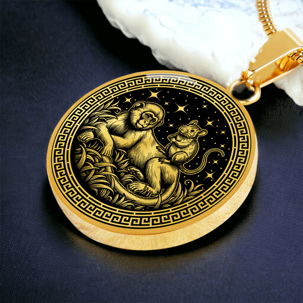 Monkey & Rat Necklace - Couples Chinese Zodiac Animal Pendant Jewelry