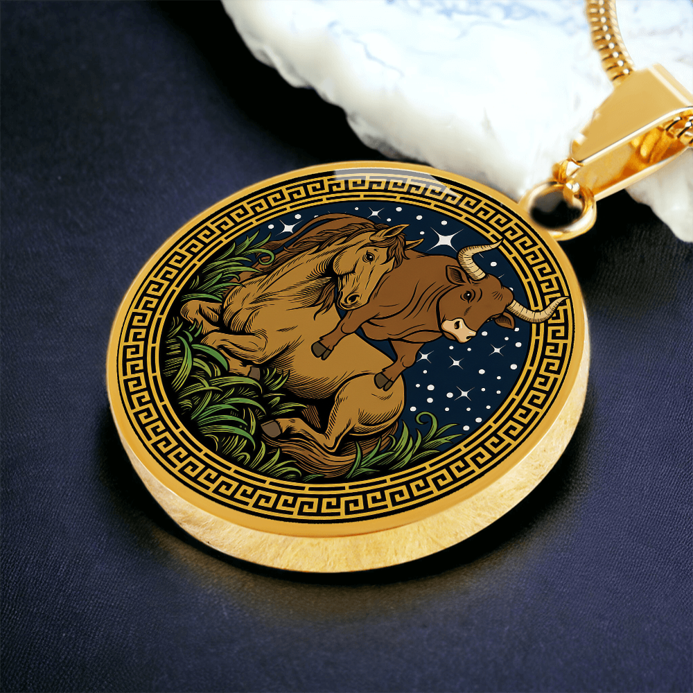 Ox and Horse Necklace - Couples Chinese Zodiac Animal Pendant Jewelry