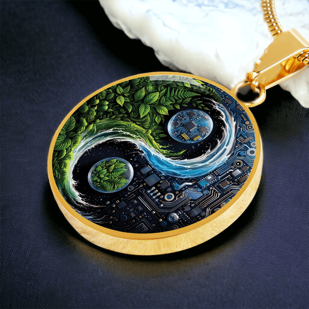 Nature & Circuit Yin Yang Pendant Necklace