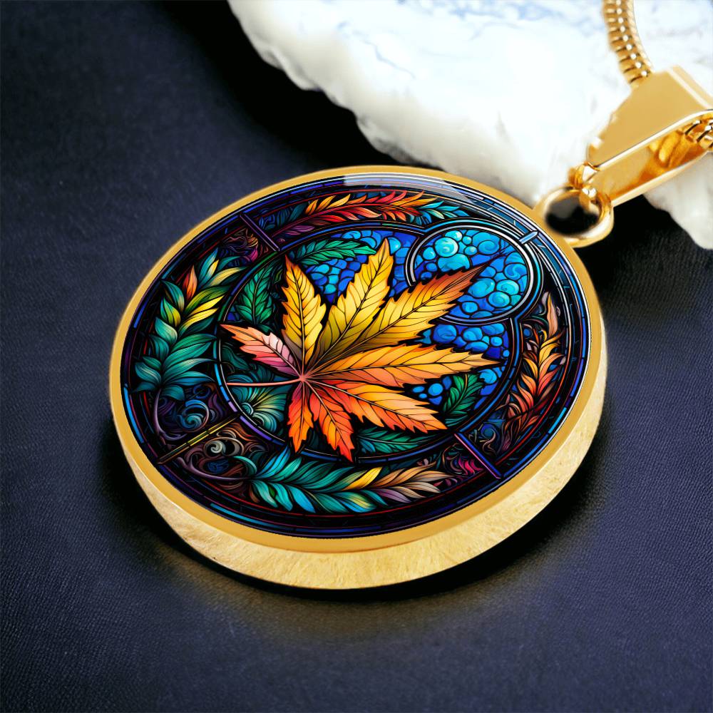 Gold Marijuana Pendant Close Up