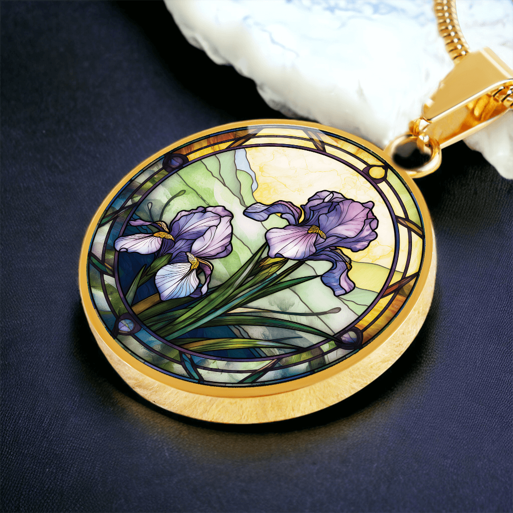 Iris Necklace - February Birth Flower Pendant Jewelry