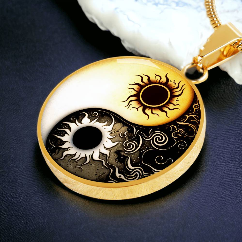 Gold Yin Yang Necklace Pendant